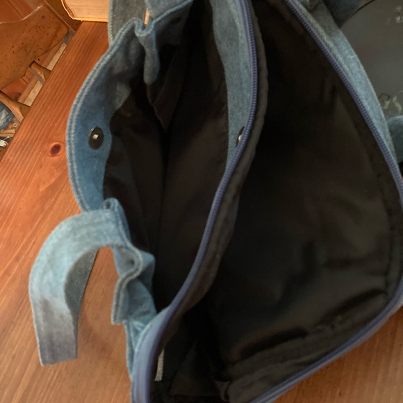 A blue Jean pocket book back pocketbook opens all the way to carry a book in - Picture 4 of 4